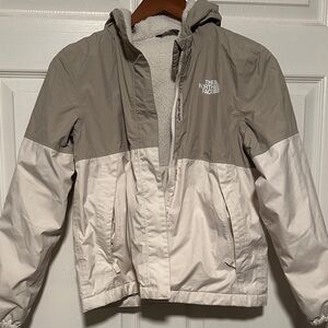 The North Face Beige and White Hooded Jacket girl size 12
